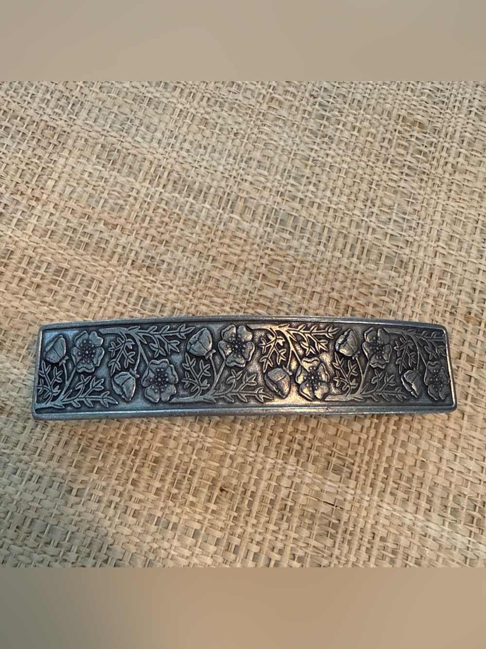 Danforth Pewter Wild Rose Large Barrette Silver Tone